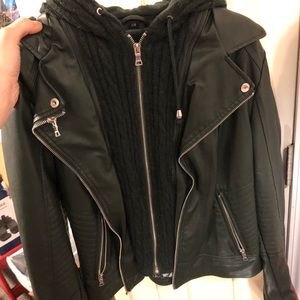 Leather dark green jacket
